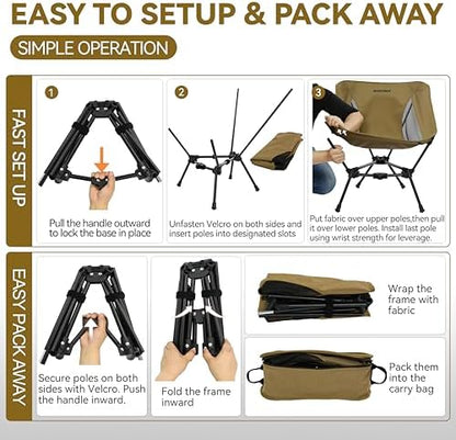 MARCHWAY Lightweight Folding Camping Chair, Portable, Compact and Sturdy