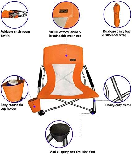 Nice C Low Beach Camping Folding Chair, River Sand Lake Chair (1P, Orange)