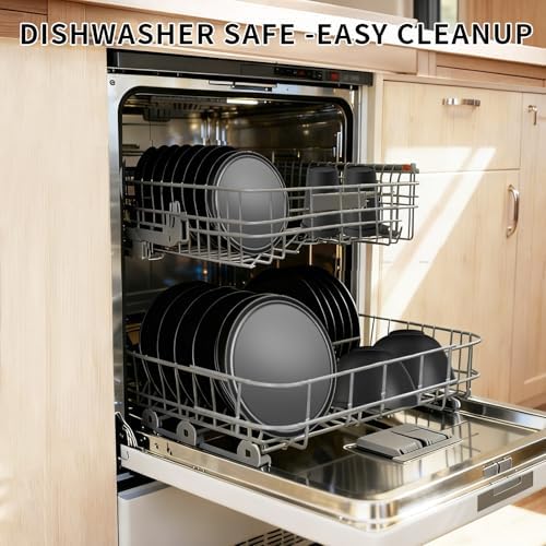56 Piece Plates and Bowls Sets for 8, Kitchen Dinnerware Sets, Plastic