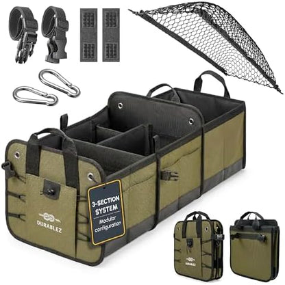 Large Car Trunk Organizer, Modular & Collapsible, Green
