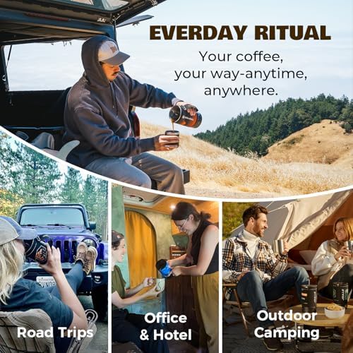 Portable Camping Coffee Maker, Electric French Press, Travel Kettle, 120V