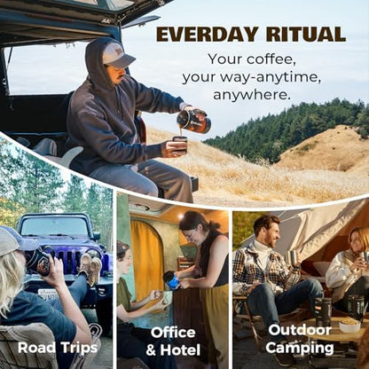 Portable Camping Coffee Maker, Electric French Press, Travel Kettle, 120V