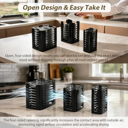 3PCS Lid Organizer for Rubbermaid Brilliance Nap-on Lids (Holds 30 Lids)