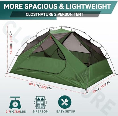 Clostnature 1/2 Person Lightweight Backpacking Tent Large Headroom Space
