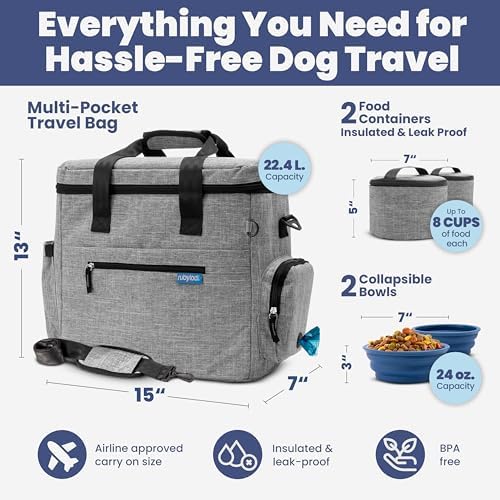 Rubyloo Original Doggy Bag™ Dog Travel Bag for Supplies with Travel Bowls