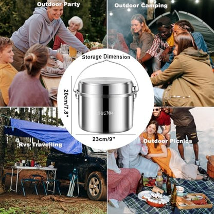 Camping Cookware Set 304 Stainless Steel Camping Pots and Pans Set
