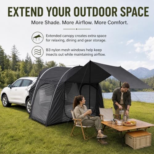 SUV Tailgate Tent Universal 2-3 Person Water-Resistant Easy Setup Camping