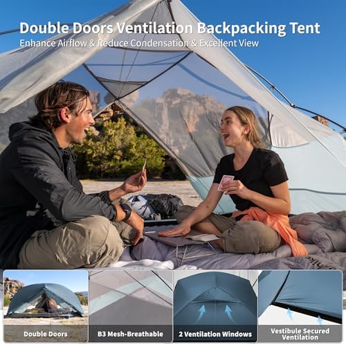 Naturehike Mongar Upgraded 1/2/3 Person Backpacking Tent,Waterproof Lightweight Camping Tent with Footprint