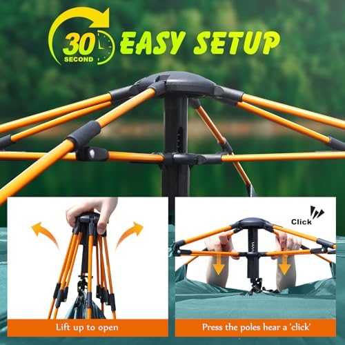 2-3 Person Camping Tent Automatic Instant Pop-Up Tents for Camping Easy and Quick Setup Camping Tent Waterproof Tent Family Tent for Camping/Backpacking/Hiking/Beach/Backyard/Outdoor Events