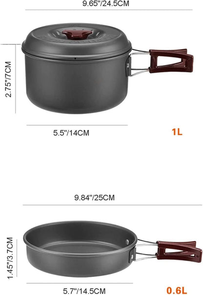 Bulin 24/13/11/8/4 PCS Camping Cookware Mess Kit Lightweight Backpacking Cooking Set Outdoor Cook Gear for Family Hiking, Picnic(Kettle, Pot, Frying Pan, Bowls, Plates, Spoon)