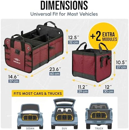 5-Section Modular Extra Large Trunk Organizer System, Cherry Red