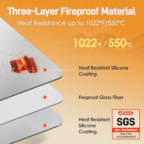 Heat Resistant Mats for Countertop fits Tabletop Grill, 31x24x0.02in, Grey