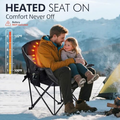 Heated Oversized Camping Chair - Heavy Duty Padded Comfy Warm Outdoor Chair