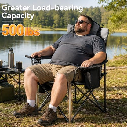 Aohanoi Heavy Duty Camping Chairs for Adults with Cup Holder & Cooler Bag