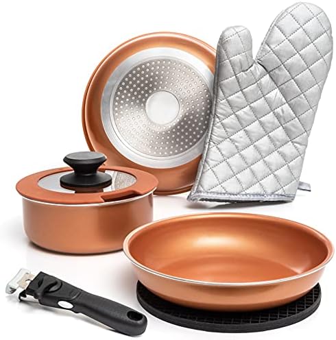 Moss & Stone 7-Piece Nonstick Pots and Pans Set, Removable Handle Cookware