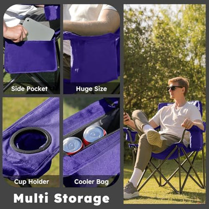 Colegence Oversized Folding Camping Chair for Adults, 450 lb, Deep Purple