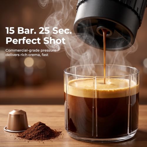 Portable Espresso Machine,15 Bar 2-In-1 Coffee Maker,Self-Heating USB-C Coffee Machine for Travel,Camping,RV, Hiking,Office,White