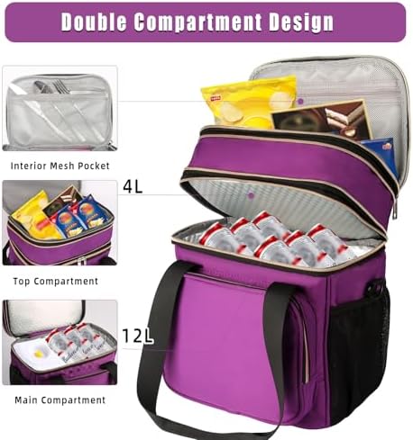 GLENKEY Expandable Lunch Box Women Insulated Soft Leakproof Cooler Bag