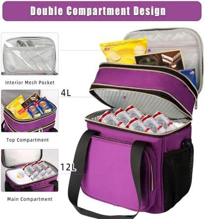 GLENKEY Expandable Lunch Box Women Insulated Soft Leakproof Cooler Bag