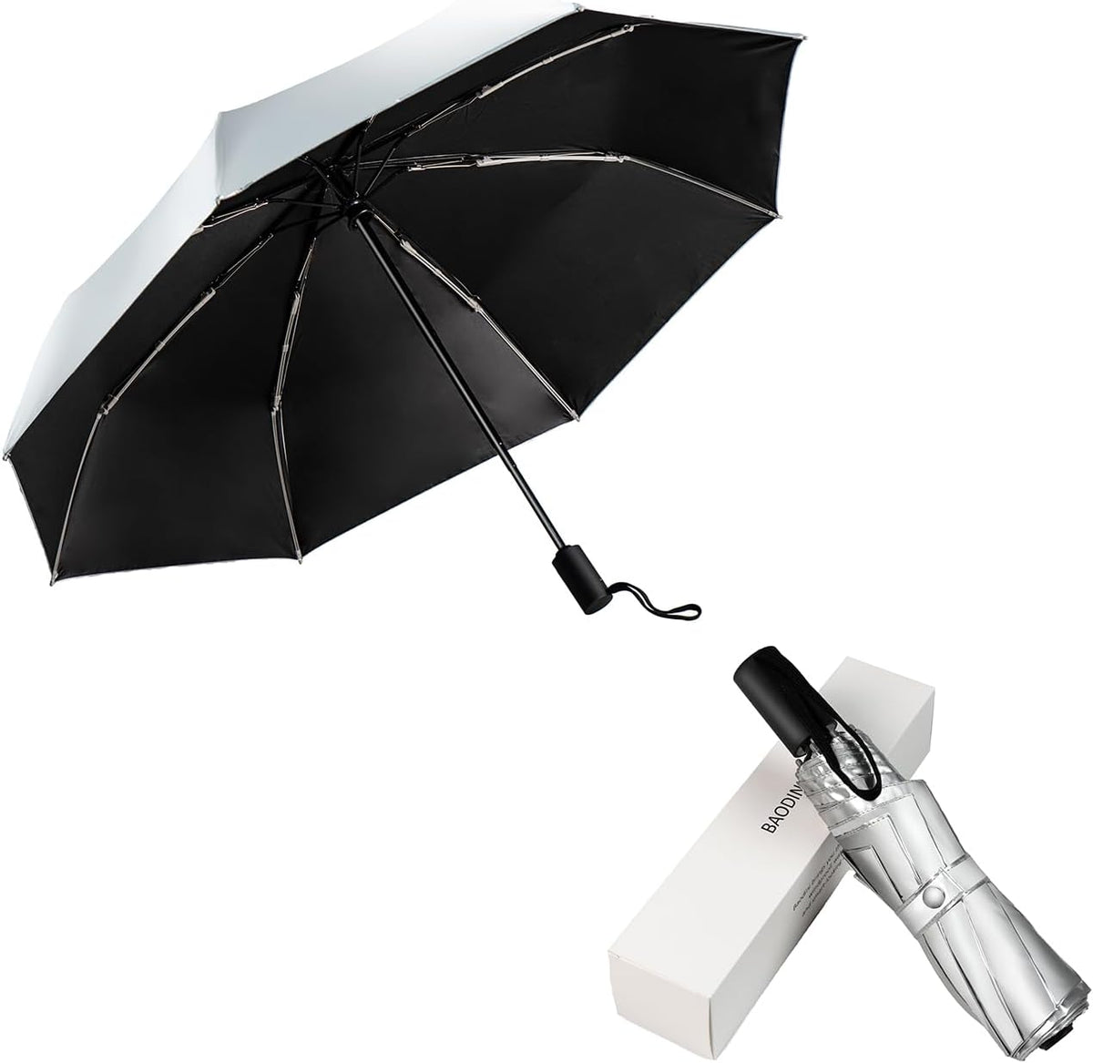 BAODINI Small UV Protection Travel Umbrella Compact for Rain and Sun UPF 50+ 41 inch Portable Umbrella for Women and Men