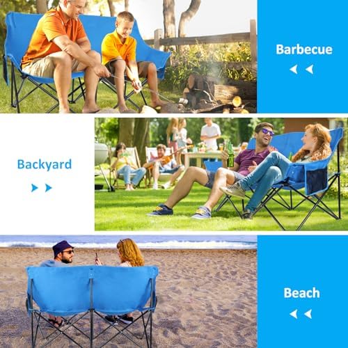 Leonyo Double Camping Chairs, Oversized 2 Person Camping Chair for Adults