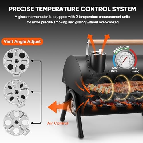 HaSteeL Portable Charcoal Grill with 6 BBQ Tools, Small for 1-3 People