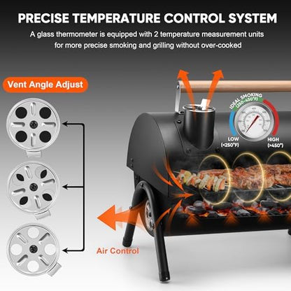 HaSteeL Portable Charcoal Grill with 6 BBQ Tools, Small for 1-3 People