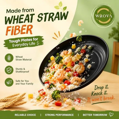 Wrova Kitchen Plates and Bowls Sets 40PCS,Wheat Straw Dinnerware Sets for 8