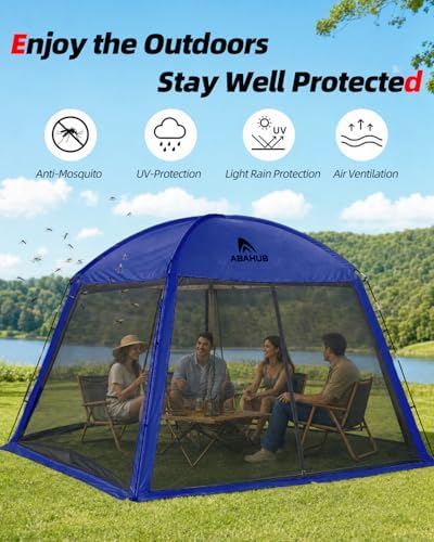 Abahub Portable Screen House Tent for 4-6 Person, 9.8x9.8x6.7 ft, Blue