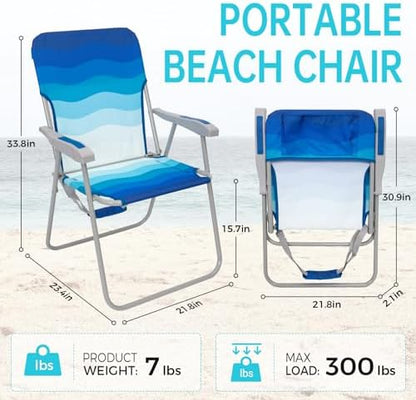 #WEJOY Folding Beach Chairs for Adults, High Back Lightweight for Camp Lawn