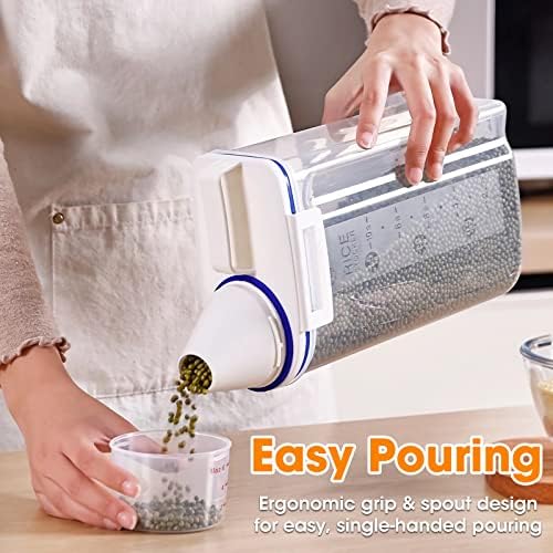 TBMax Rice Cereal Container Oatmeal Dispenser - 2 Pack Rice Storage Container with Measuring Cup + Easy Pouring Spout, Perfect for Flour Sugar Grain Nuts Kitchen Pantry Storage Organization