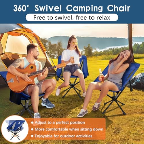 Raynesys Portable Swivel Camping Chair, 8 Seconds Quick Setup Easy Carry