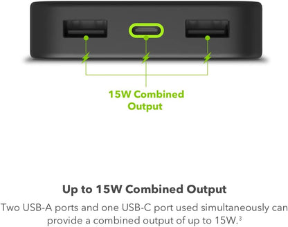 mophie Powerstation 2023 with PD Power Bank - 10,000 mAh Large Internal Battery, (2) USB-A Port and (1) 20W USB-C PD Fast Charging Input/Output Port, Travel-Friendly