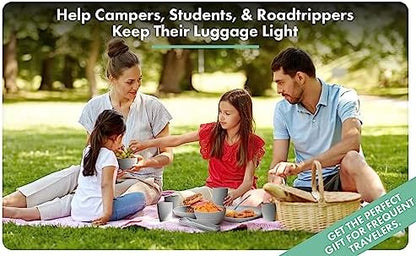 FOODLE Wheat Straw Dinnerware Set - RV, Camping Plates Cups and Bowls Set