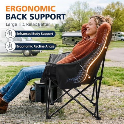 Oversized Camping Chair for Adults - Padded Lawn Camp Chair 2 Pack