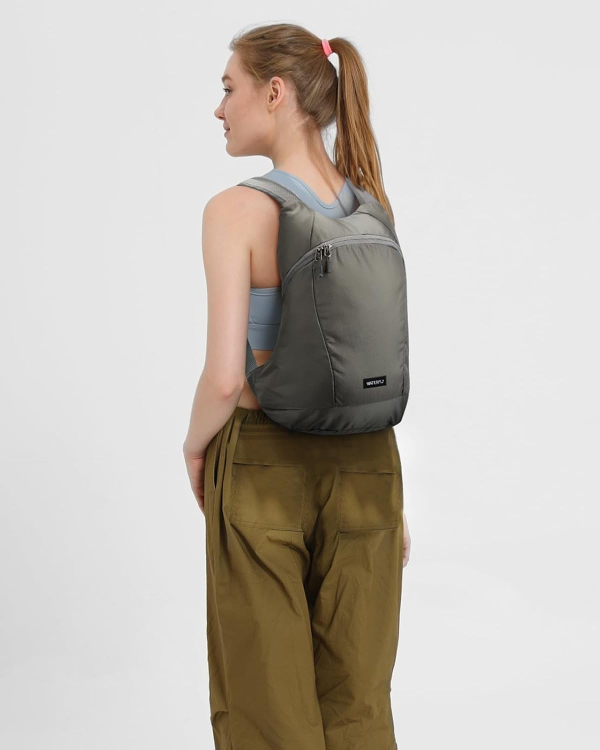 WATERFLY Foldable Lightweight Hiking Backpack: 15L Packable Traveling Daypack Men Women Ultralight Thin Casual Day Pack Bag for Outdoor Sports Camping Beach Park (Gray)