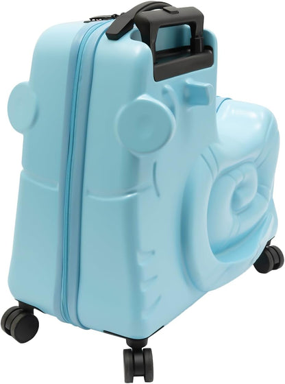 CNCEST 20" Kid's Ride-On Travel Suitcase with Wheels, Carry Trolley Luggage with Password Lock, Children's Ride-On Trolley for Children's Day Gift, Festival Gift