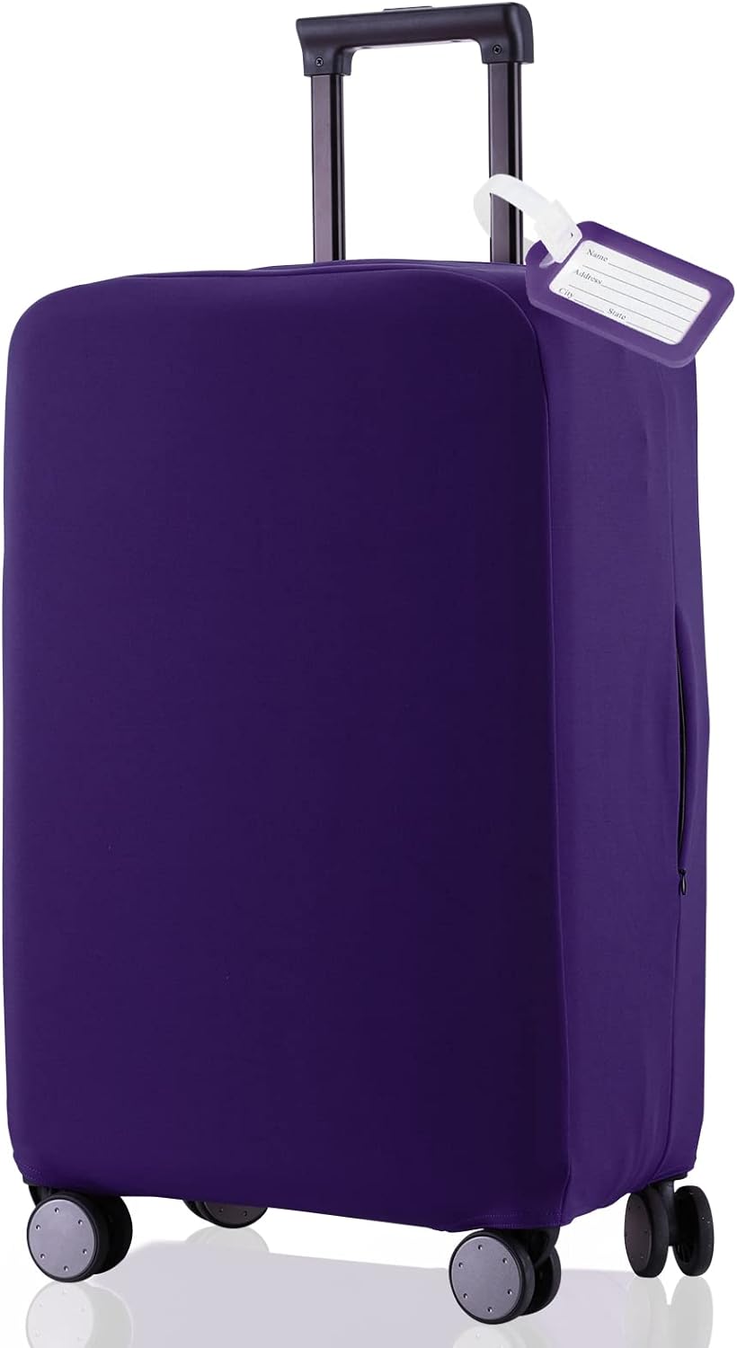 Travel Luggage Cover Suitcase Protector Scratch-Resistant Fit 19-31 Inch Suitcase, Not Included Suitcase (Purple, XL(28-29 inch))