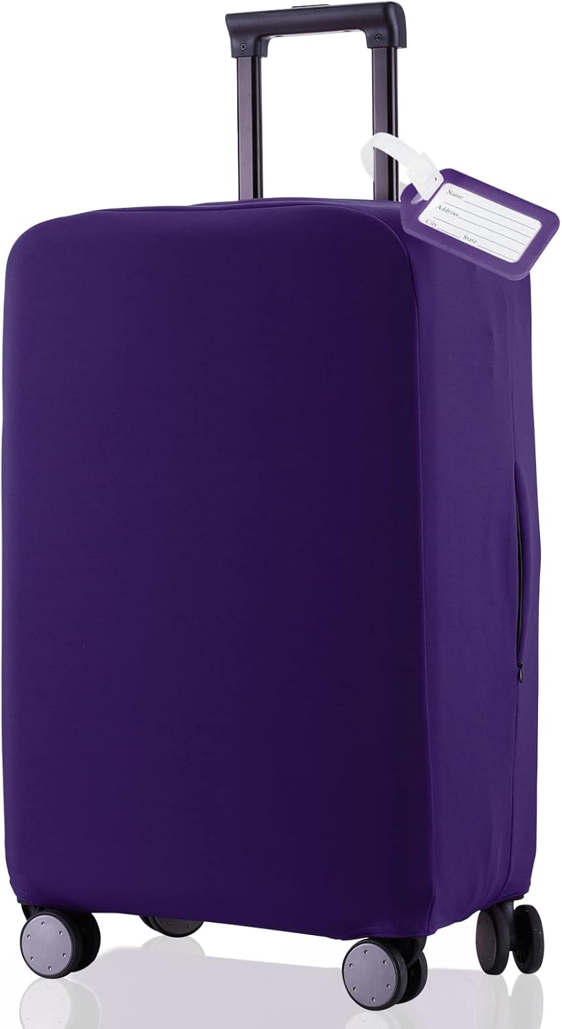 Travel Luggage Cover Suitcase Protector Scratch-Resistant Fit 19-31 Inch Suitcase, Not Included Suitcase (Purple, 2XL(30-31 inch))