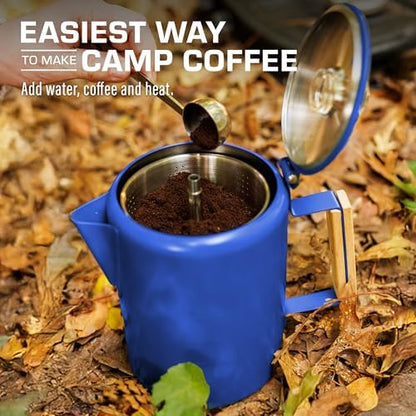 COLETTI Bozeman Color Series Percolator Coffee Pot — Camping Coffee Makers — Camping’s Favorite Percolator – NO Aluminum or Plastic (Blue, 9 Cup)