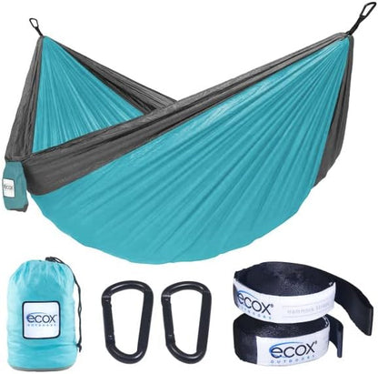 Outdoors Parachute Hammock Single with 2 Tree Straps, Portable Lightweight Nylon Comfortable for Backpacking, Camping, Travel, Beach, Backyard, Patio, Hiking