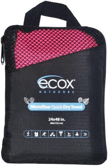 Outdoors Microfiber Towel Fast Drying Soft Feel Fast Action Drying for Gym Beach Outdoors Travel Yoga Camping Compact Size 1 Piece 24x48 in Red MFT1P24RD