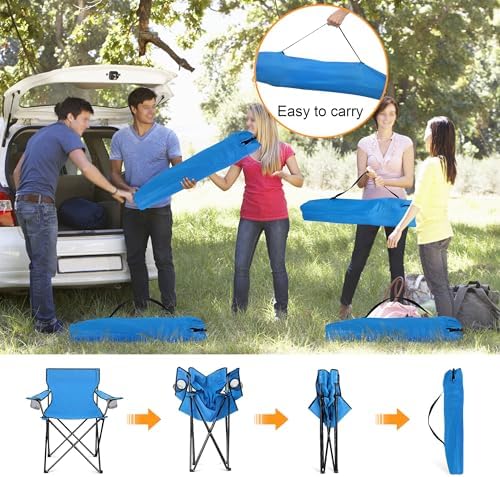 HaSteeL Camping Chairs, 4Pcs Oversized Folding Lawn Chairs for Adults