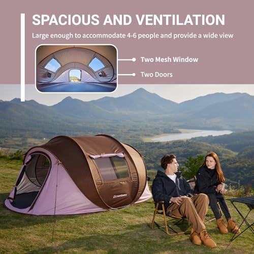 EchoSmile Instant Pop Up Camping Tent, 2/4/6 Person Easy Setup Tent