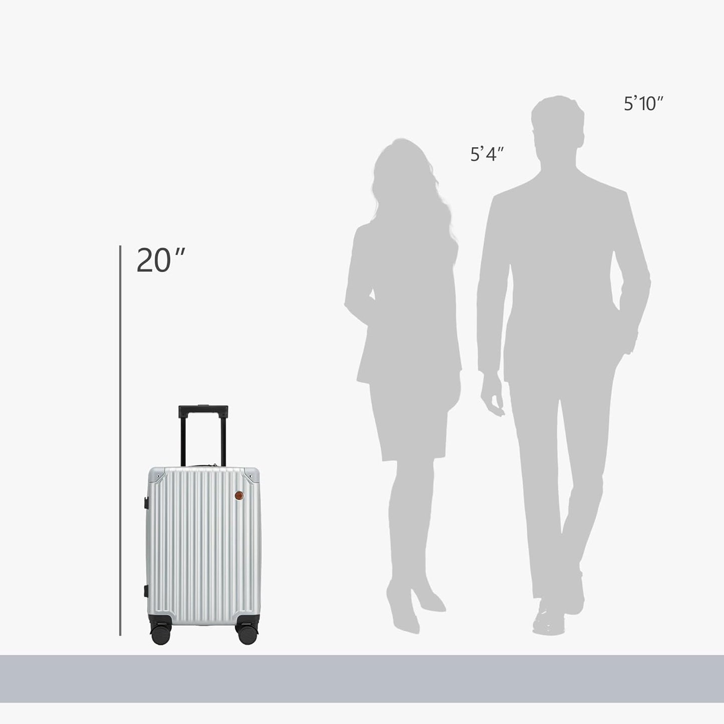 20 Inch Carry on Luggage,Airline Approved 22x14x9 Hard Shell Carry on Suitcase with 360° Spinner Wheels,TSA Lock and Lightweight Hardside Carry-on Luggage for Travel (Silvery, 20 Inch)