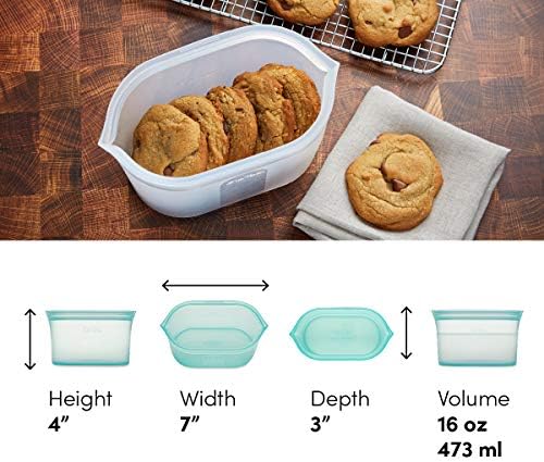 Zip Top Reusable Food Storage Bags | Small Dish [Gray] | Silicone Meal Prep Container | Microwave, Dishwasher and Freezer Safe | Made in the USA