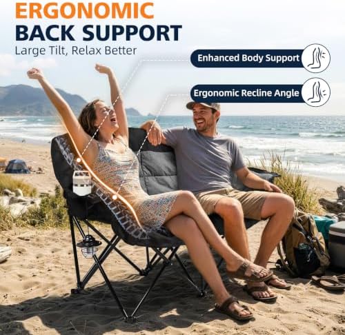 Double Camping Loveseat Chair - Oversized Lawn Chair for Adults