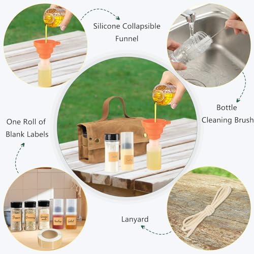 Portable Camping Spice Jars Organizer Kit with Storage Bag