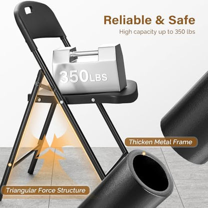 Bonnlo 4-Pack Black Plastic Folding Chairs, Portable Seat with Sturdy Steel Frame for Indoor & Outdoor Use, Perfect for Banquet, Party, Wedding, Office, and Camping