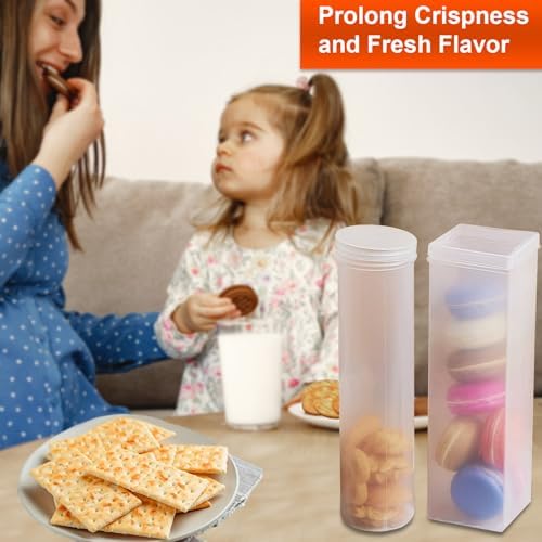 Home-X Set of 2 - Saltine Cracker Sleeve Storage Container / Cookie Stay Fresh Keeper, 1 Round and 1 Square